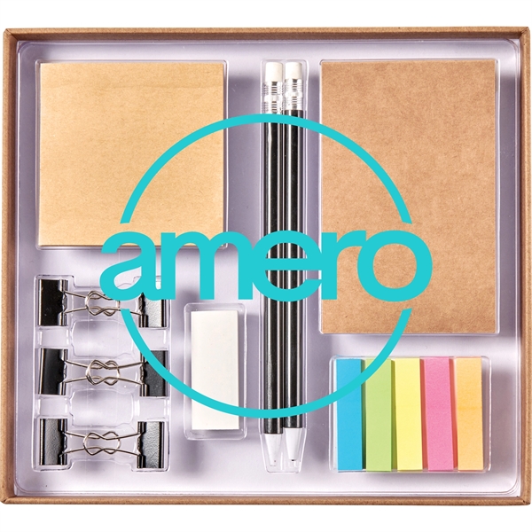 Desktop set with mechanical pencil, ballpoint pen, notepad and tape flags.... from ASI 66887 PCNA / Bullet