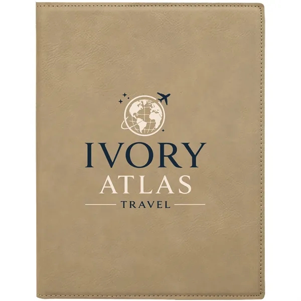7" x 9" light brown PU leatherette portfolio with writing pad,... from ASI 74601 Calico
