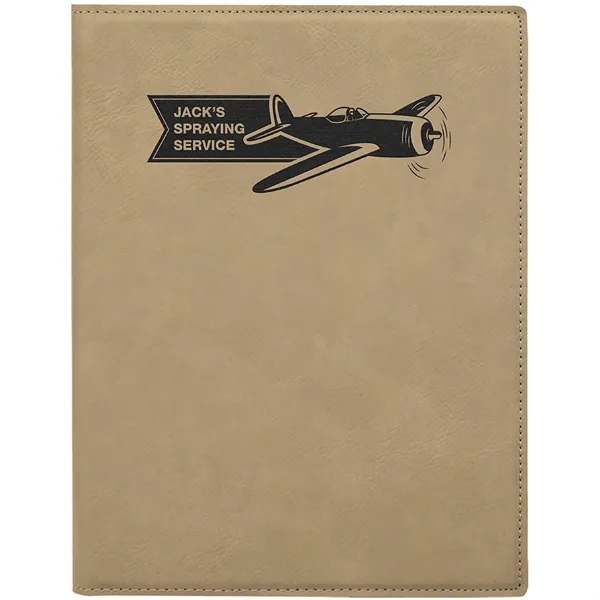 7" x 9" light brown PU leatherette portfolio with writing pad,... from ASI 74601 Calico