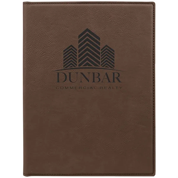 7" x 9" brown PU leatherette portfolio with writing pad, pen... from ASI 74601 Calico