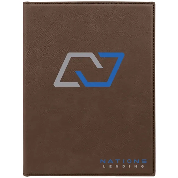 7" x 9" brown PU leatherette portfolio with writing pad, pen... from ASI 74601 Calico