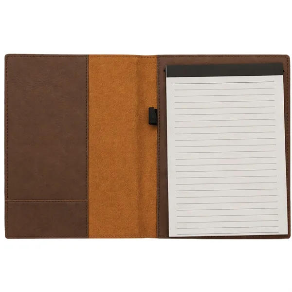 7" x 9" brown PU leatherette portfolio with writing pad, pen... from ASI 74601 Calico