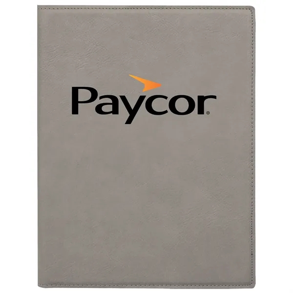 7" x 9" gray PU leatherette portfolio with writing pad, pen... from ASI 74601 Calico