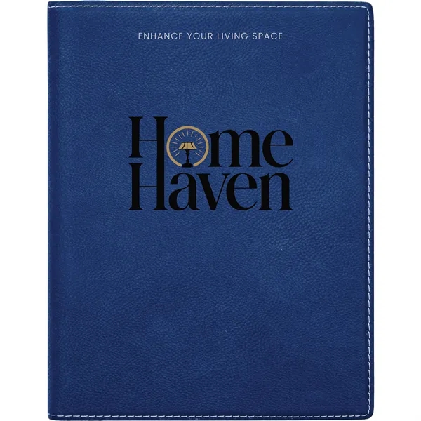 7" x 9" blue and silver PU leatherette portfolio with writing... from ASI 74601 Calico