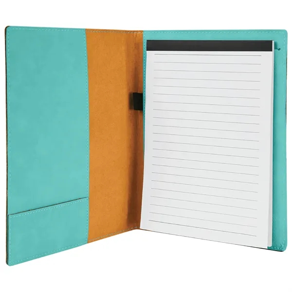 7" x 9" teal PU leatherette portfolio with writing pad, pen... from ASI 74601 Calico