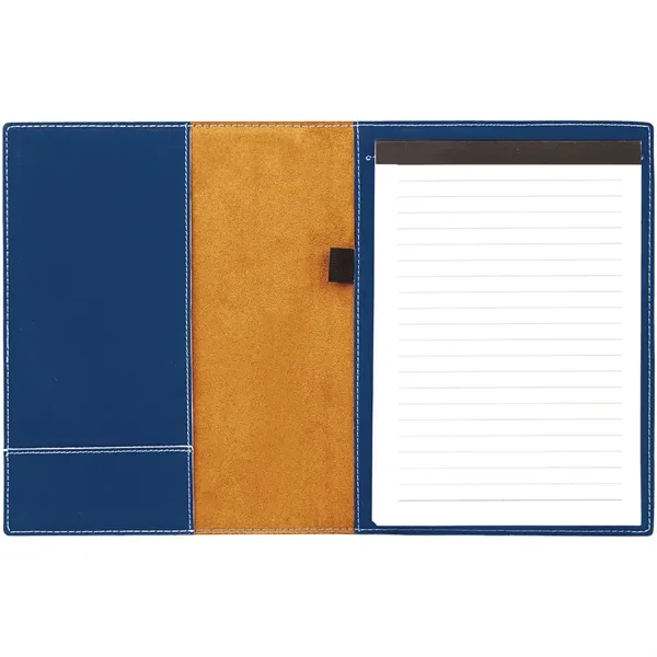 7" x 9" blue and silver PU leatherette portfolio with writing... from ASI 74601 Calico