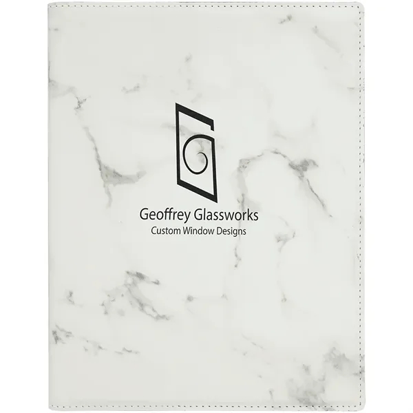 7" x 9" marble-look PU leatherette portfolio with writing pad, pen... from ASI 74601 Calico