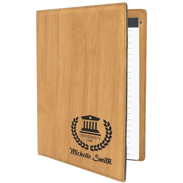 7" x 9" bamboo look PU leatherette portfolio with 50-page pad,... from ASI 74601 Calico