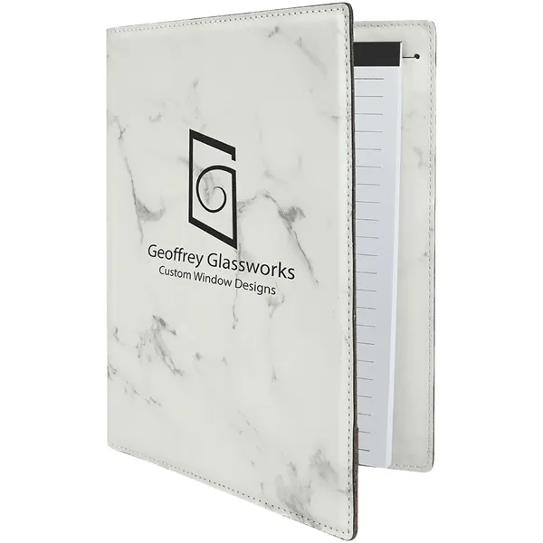 7" x 9" marble-look PU leatherette portfolio with writing pad, pen... from ASI 74601 Calico