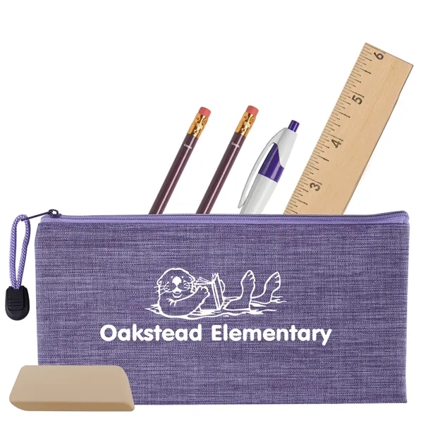 School kit with zippered pouch, pencils, pen, eraser and 6" wooden... from ASI 52840 Evans Manufacturing