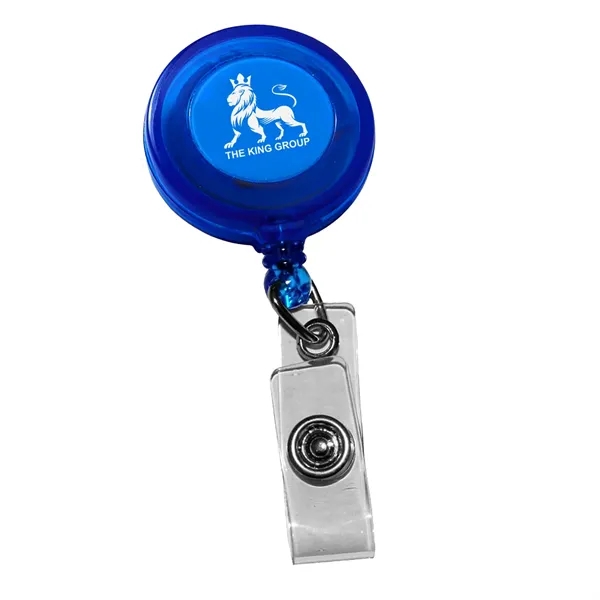 Round retractable badge holder with 30" long nylon cord and a... from ASI 68507 The Magnet Group / Perfect Line