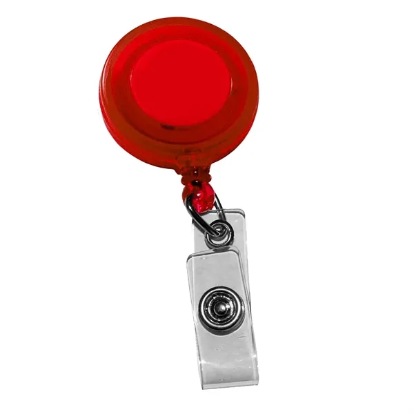 Round retractable badge holder with 30" long nylon cord and a... from ASI 68507 The Magnet Group / Perfect Line