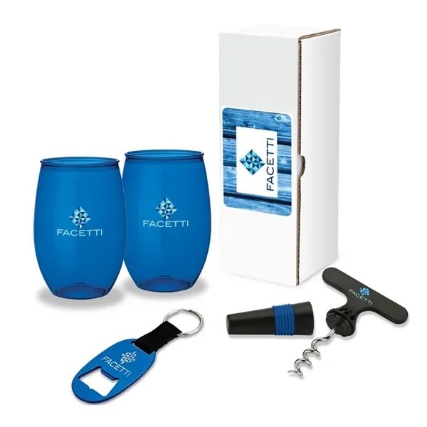 4 piece gift set with two 16 oz. PET wine tumblers,... from ASI 67866 Logomark/Valumark