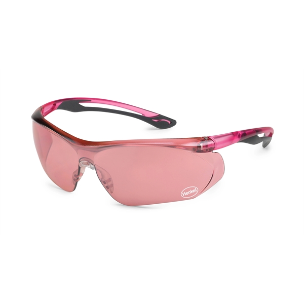 Pink frame, pink mirror lens, Paralax safety glass. Printed on lower... from ASI 79951 Promosafe