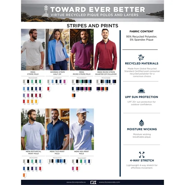 Men's polo with moisture-wicking performance, UPF 25+ protection, self-fabric collar, and... from ASI 47965 Cutter & Buck