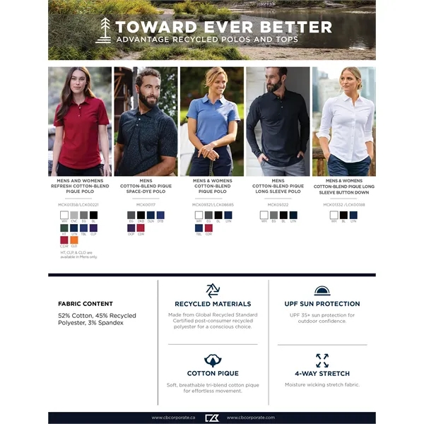 Men's polo with long sleeves, moisture-wicking performance, UPF 35+ protection, collar,... from ASI 47965 Cutter & Buck