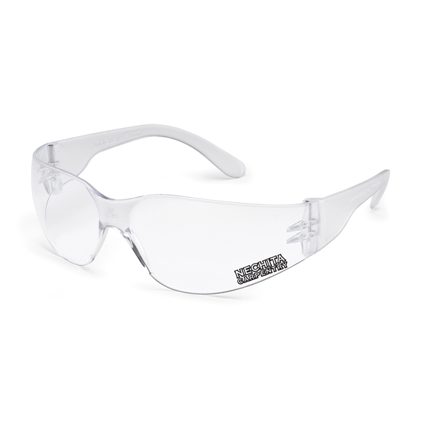 Clear frame, universal-fit temple, Starlite safety glasses. Complies with ANSI. Printed... from ASI 79951 Promosafe / Promosafe