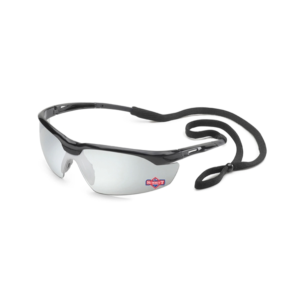 Black frame, flexible temple, Conqueror safety glasses. Complies with ANSI. Printed... from ASI 79951 Promosafe / Promosafe