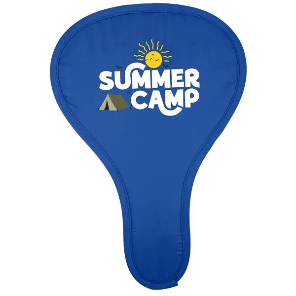 Folding hand fan with an elastic strap and silver on one... from ASI 40480 Koozie Group