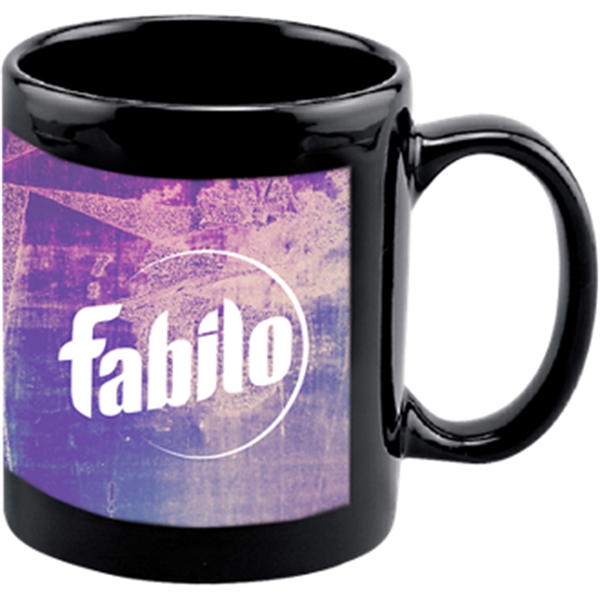 11 ounce glossy black stoneware mug with C-shaped handle.... from ASI 57653 Gold Bond