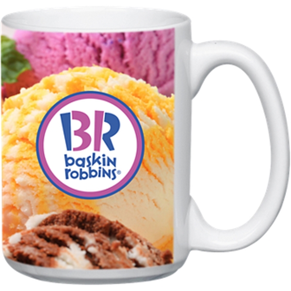 15 ounce stoneware mug with glossy design and D-shaped handle.... from ASI 57653 Gold Bond