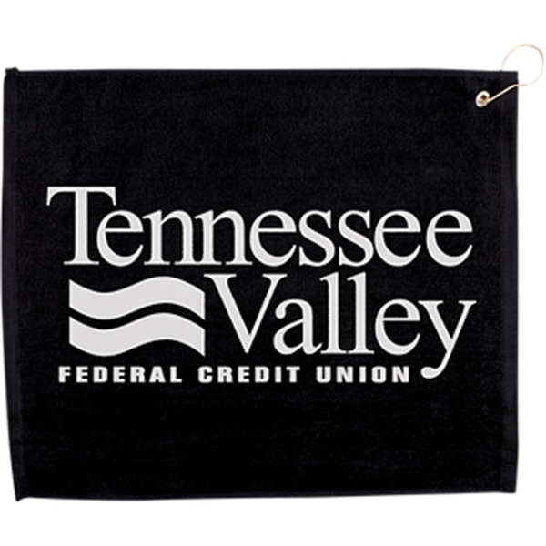 15" x 18" cotton velour hemmed golf towel with brass grommet... from ASI 57653 Gold Bond