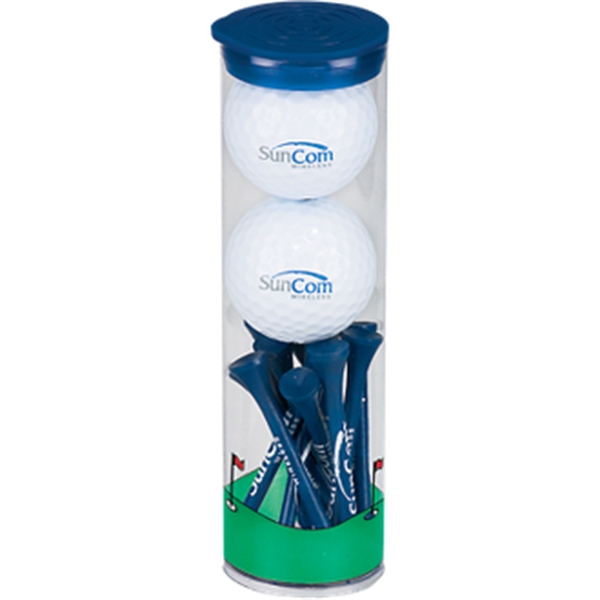 Golf tube with golf balls, 12 tees, and a cap.... from ASI 57653 Gold Bond