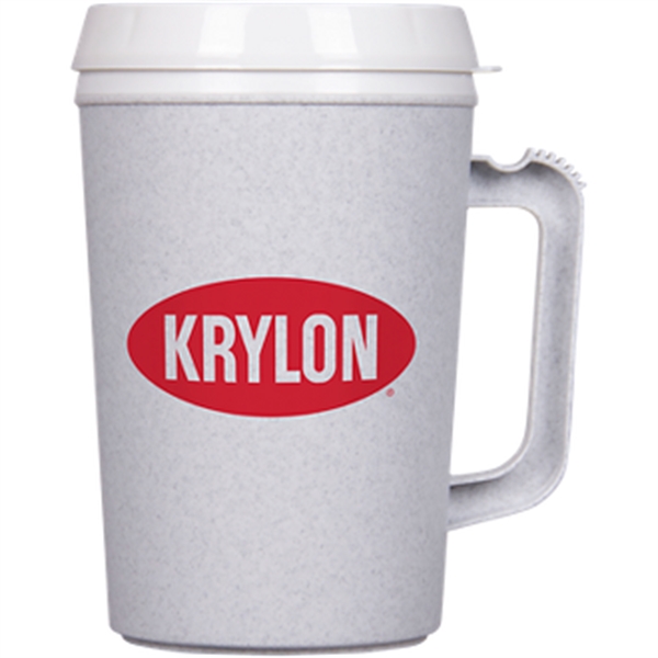 34-ounce mug with insulation, handle, and lid.... from ASI 57653 Gold Bond