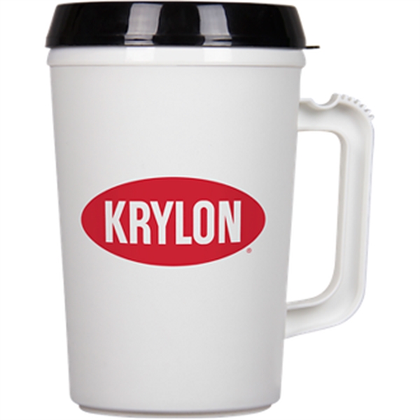 34-ounce mug with insulation, handle, and lid.... from ASI 57653 Gold Bond