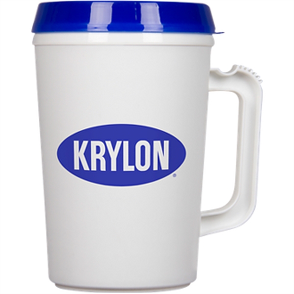 34-ounce mug with insulation, handle, and lid.... from ASI 57653 Gold Bond