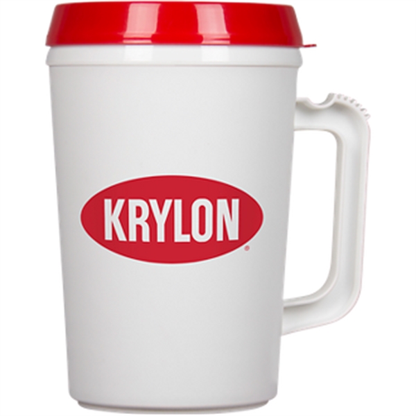 34-ounce mug with insulation, handle, and lid.... from ASI 57653 Gold Bond