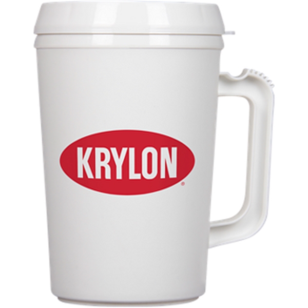 34-ounce mug with insulation, handle, and lid.... from ASI 57653 Gold Bond