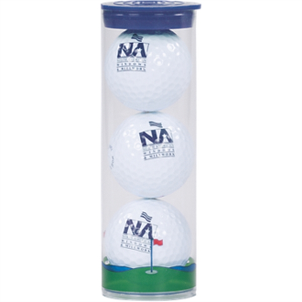 Clear tube filled with 3 Wilson Chaos golf balls.... from ASI 57653 Gold Bond