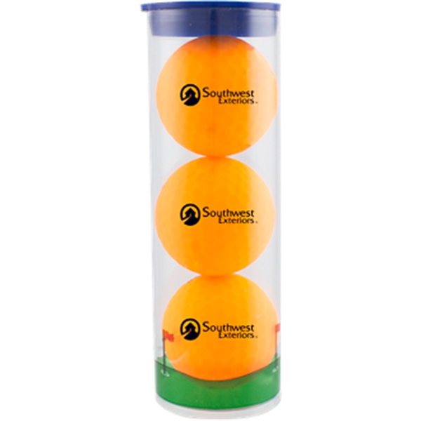 Golf balls with a clear tube and cap.... from ASI 57653 Gold Bond
