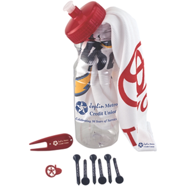 Golf set with a golf towel, 6 tees, divot, 2 ball... from ASI 57653 Gold Bond