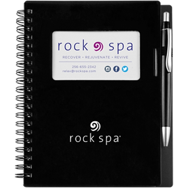 Spiral-bound notebook with 126 stone sheets, business card window on the... from ASI 57653 Gold Bond