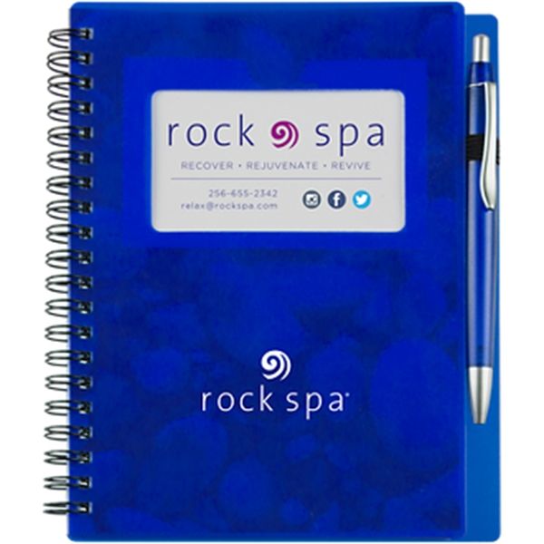 Spiral-bound notebook with 126 stone sheets, business card window on the... from ASI 57653 Gold Bond
