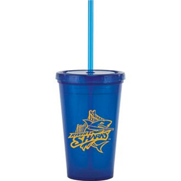 16-ounce drinking glass with a lid, straw, and double-wall insulation.... from ASI 57653 Gold Bond