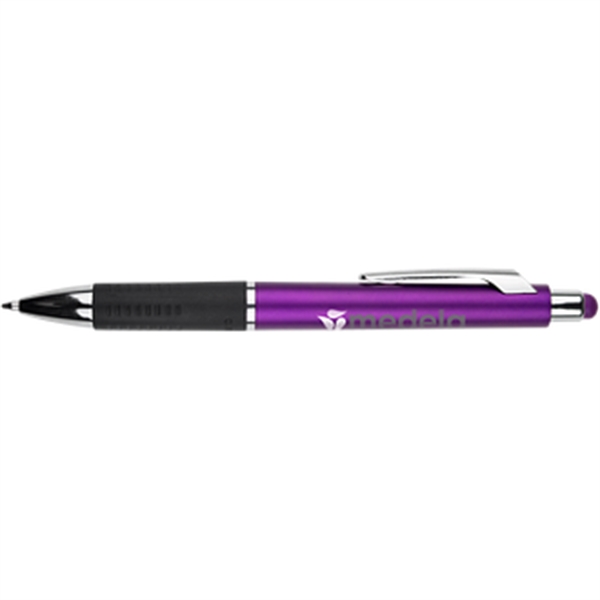 Stylus pen with a metallic barrel and pocket clip.... from ASI 57653 Gold Bond