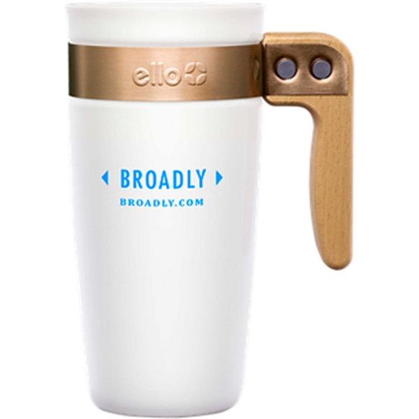16 oz. mug made of ceramic with a wood handle and... from ASI 57653 Gold Bond