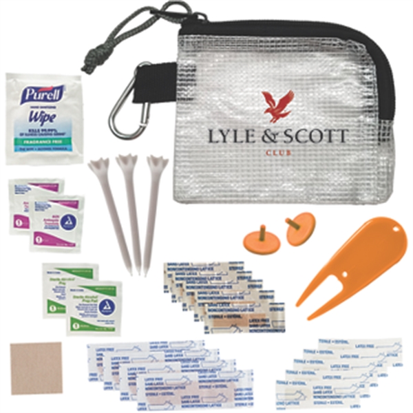 Golf first aid kit with a divot tool, golf tees, bandages,... from ASI 57653 Gold Bond
