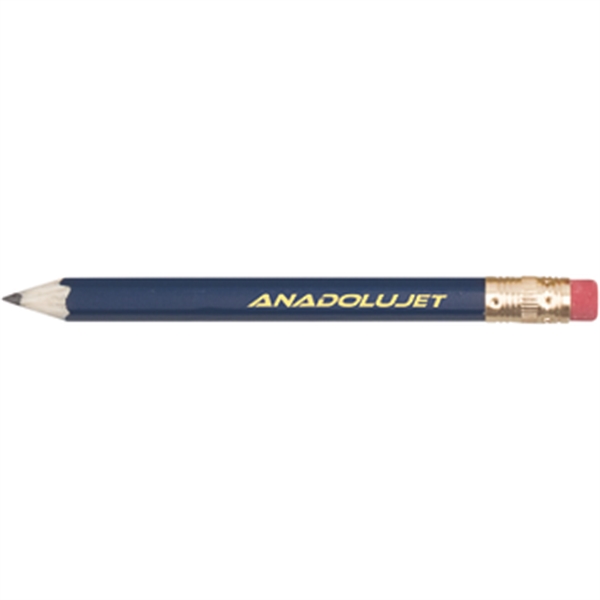 3.25" hexagonal wooden golf pencil with gold ferrule and eraser.... from ASI 57653 Gold Bond