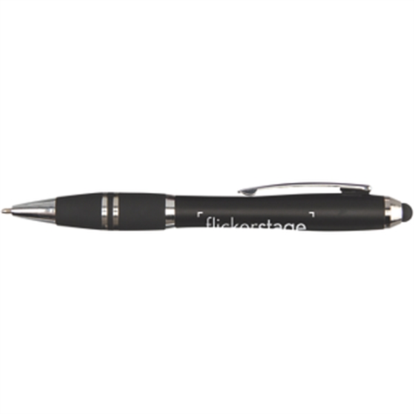 Twist-action ballpoint pen with stylus point, metallic barrel and textured grip... from ASI 57653 Gold Bond