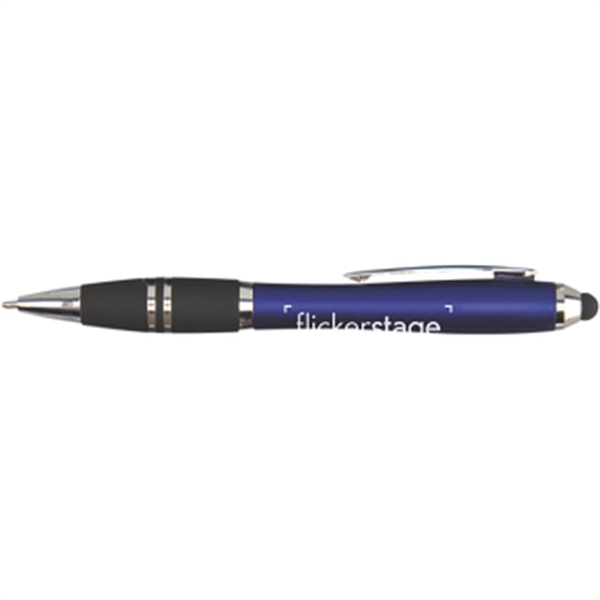 Twist-action ballpoint pen with stylus point, metallic barrel and textured grip... from ASI 57653 Gold Bond