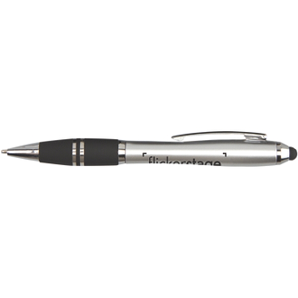 Twist-action ballpoint pen with stylus point, metallic barrel and textured grip... from ASI 57653 Gold Bond