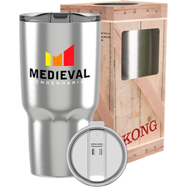 30-ounce drinking glass with double-wall insulation, leak resistance, and a lid.... from ASI 57653 Gold Bond