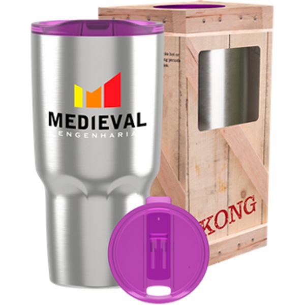 30-ounce drinking glass with double-wall insulation, leak resistance, and a lid.... from ASI 57653 Gold Bond