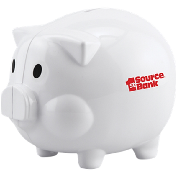 4" x 3 1/2" x 5" translucent AS plastic piggy bank... from ASI 57653 Gold Bond