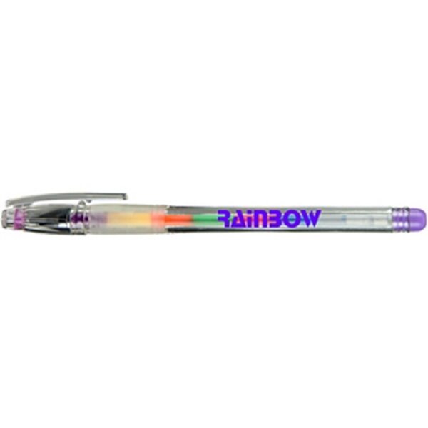 Stick pen with transparent barrel, multiple ink colors, slotted gripper and... from ASI 57653 Gold Bond
