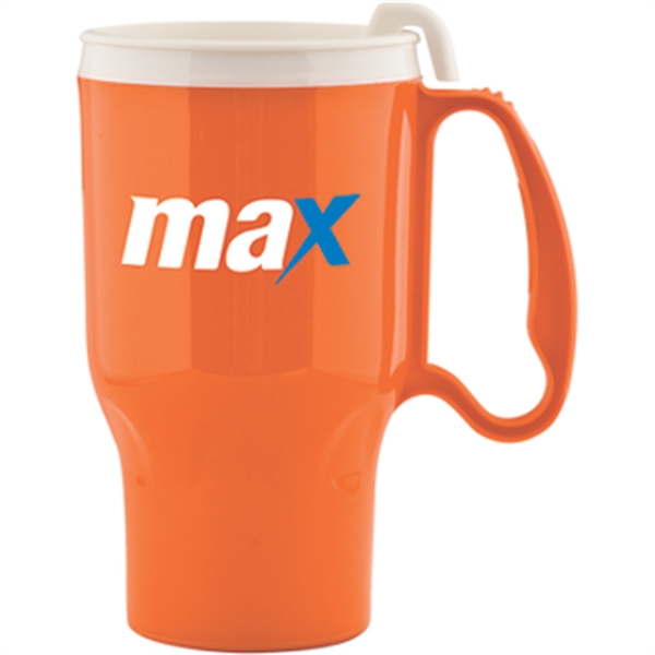 16-ounce travel mug with a lid and handle.... from ASI 57653 Gold Bond